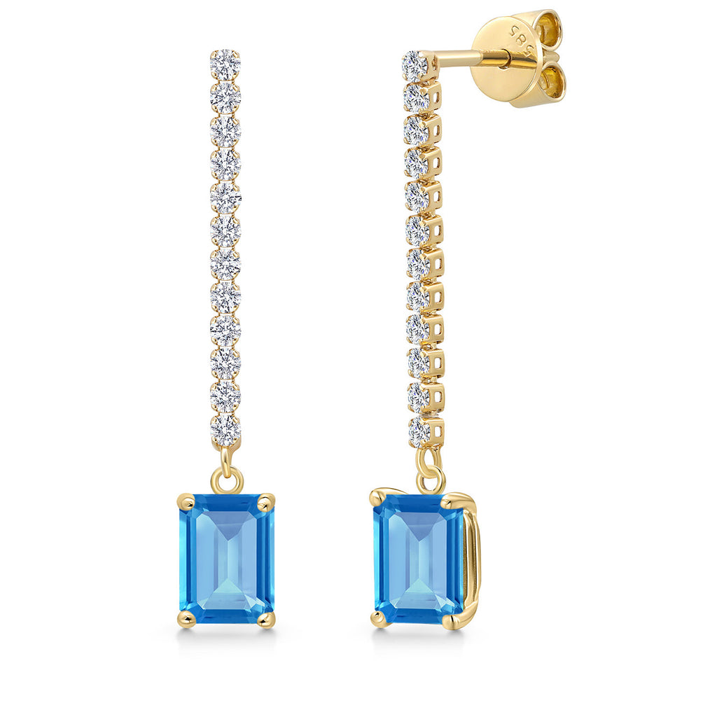 Swiss Blue Topaz - November_Earrings in 14K Yellow Gold