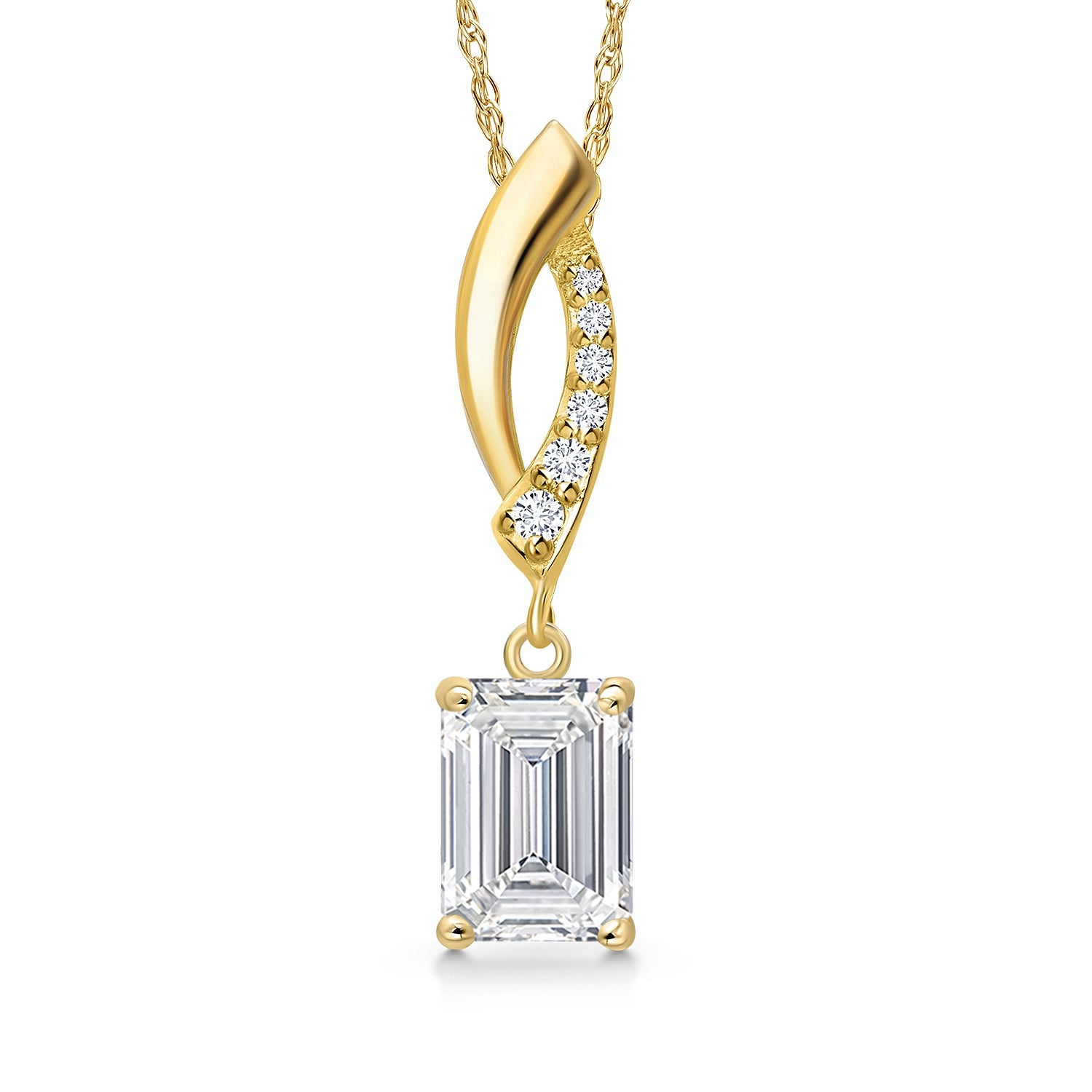 White Lab Grown Diamond - April_Pendant in 14K Yellow Gold