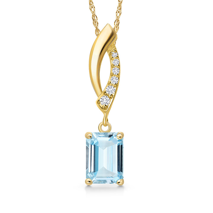 Aquamarine - March_Pendant in 14K Yellow Gold