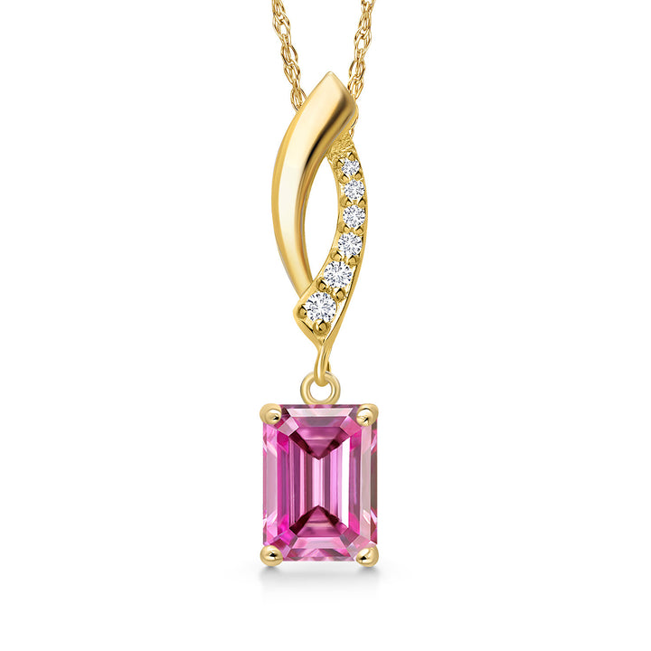Pink Moissanite - April_Pendant in 14K Yellow Gold