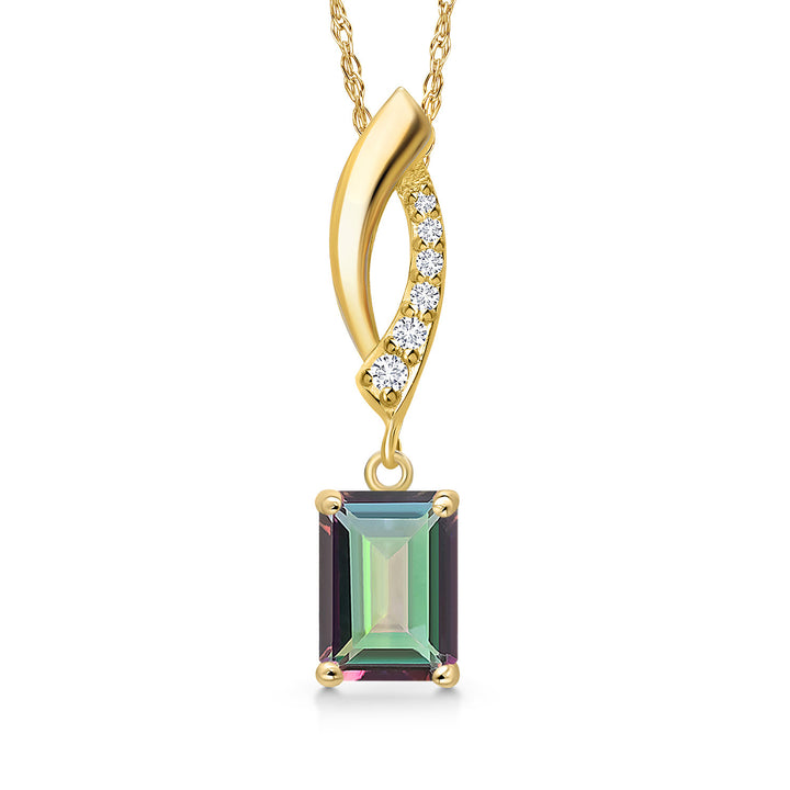 Green Mystic Topaz_Pendant in 14K Yellow Gold