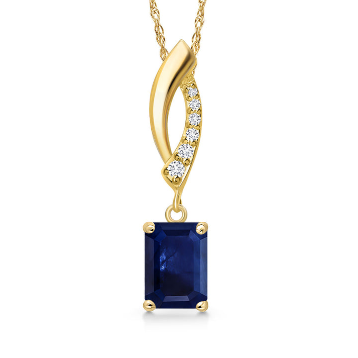 Blue Sapphire - September_Pendant in 14K Yellow Gold