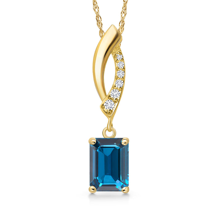 London Blue Topaz - November_Pendant in 14K Yellow Gold