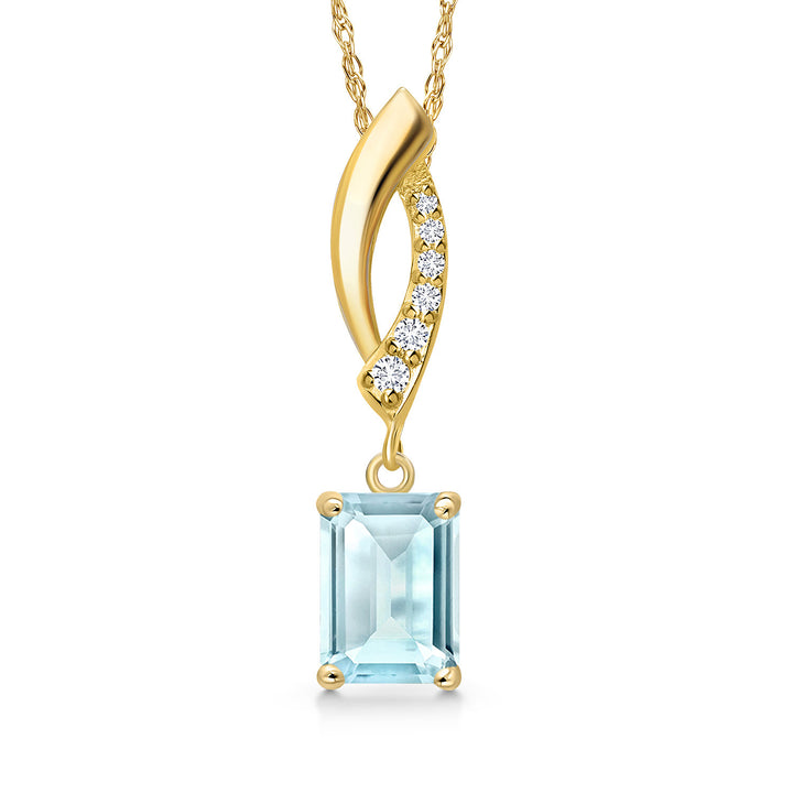 Sky Blue Topaz - November_Pendant in 14K Yellow Gold