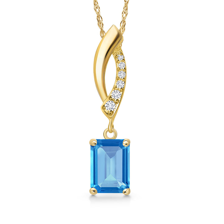 Swiss Blue Topaz - November_Pendant in 14K Yellow Gold
