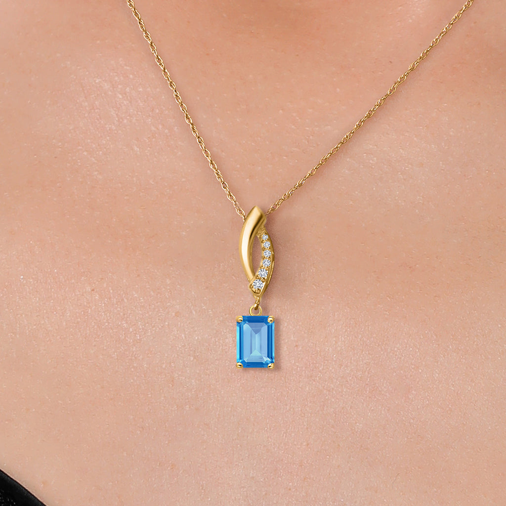 Swiss Blue Topaz - November_Pendant in 14K Yellow Gold