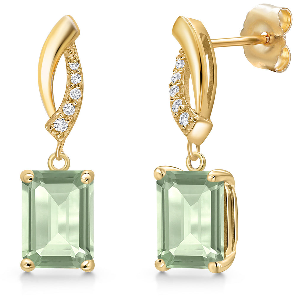 Prasiolite_Earrings in 14K Yellow Gold