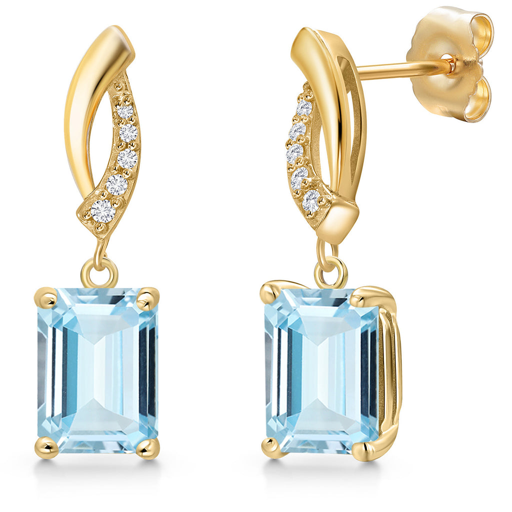 Aquamarine - March_Earrings in 14K Yellow Gold