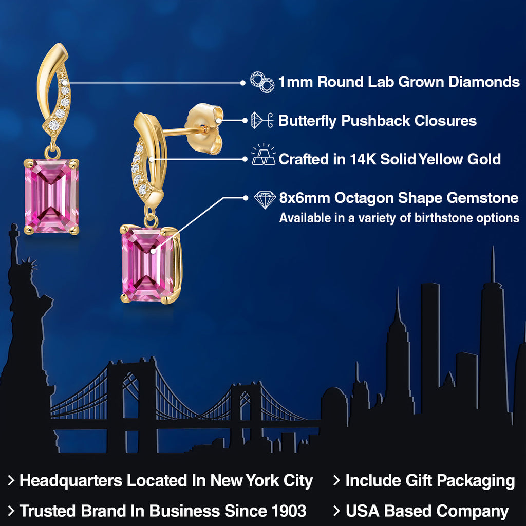 Pink Moissanite - April_Earrings in 14K Yellow Gold