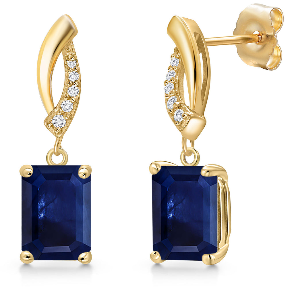 Blue Sapphire - September_Earrings in 14K Yellow Gold