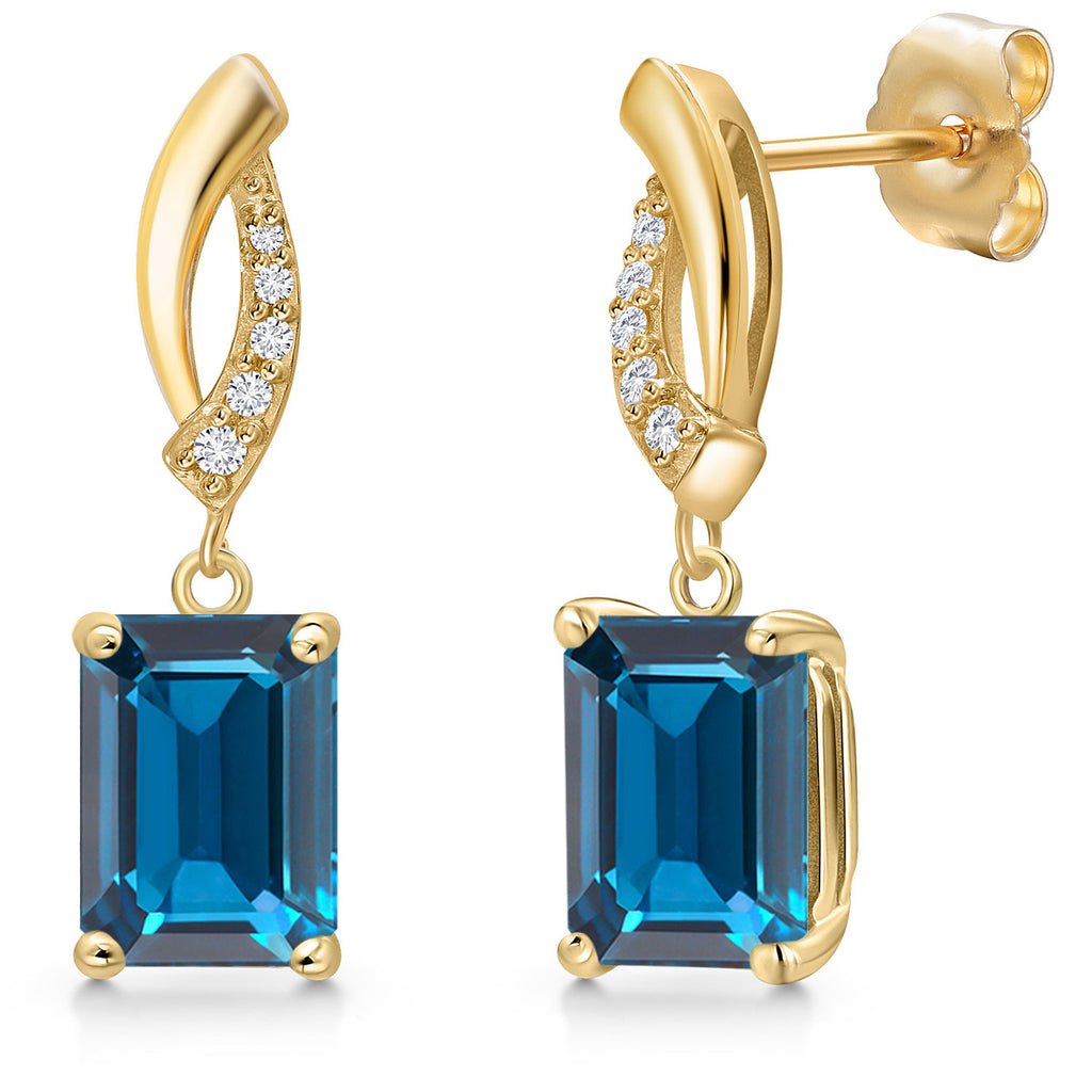 London Blue Topaz - November_Earrings in 14K Yellow Gold