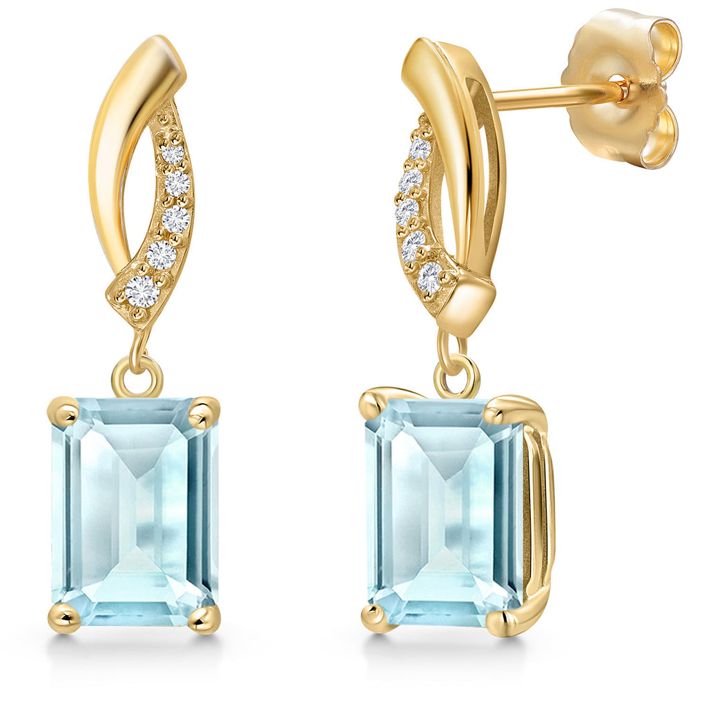Sky Blue Topaz - November_Earrings in 14K Yellow Gold
