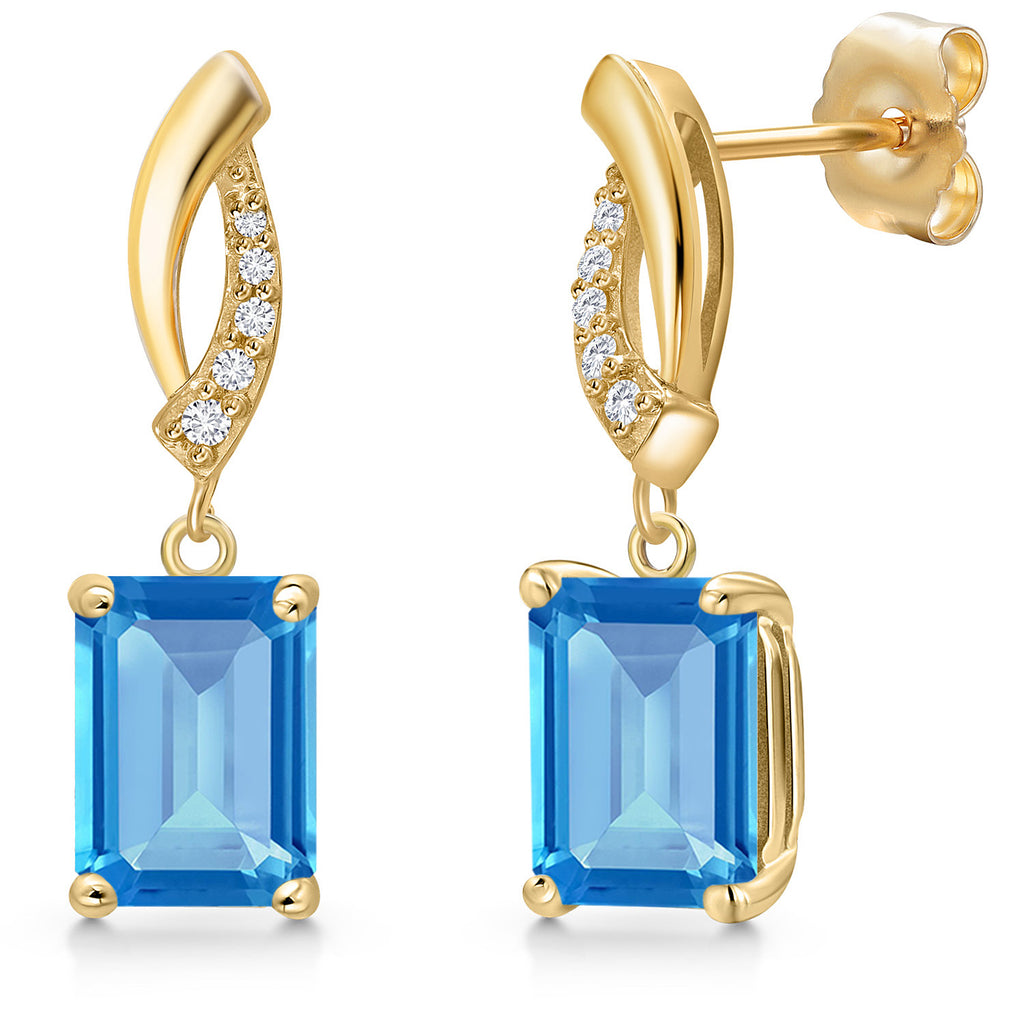 Swiss Blue Topaz - November_Earrings in 14K Yellow Gold