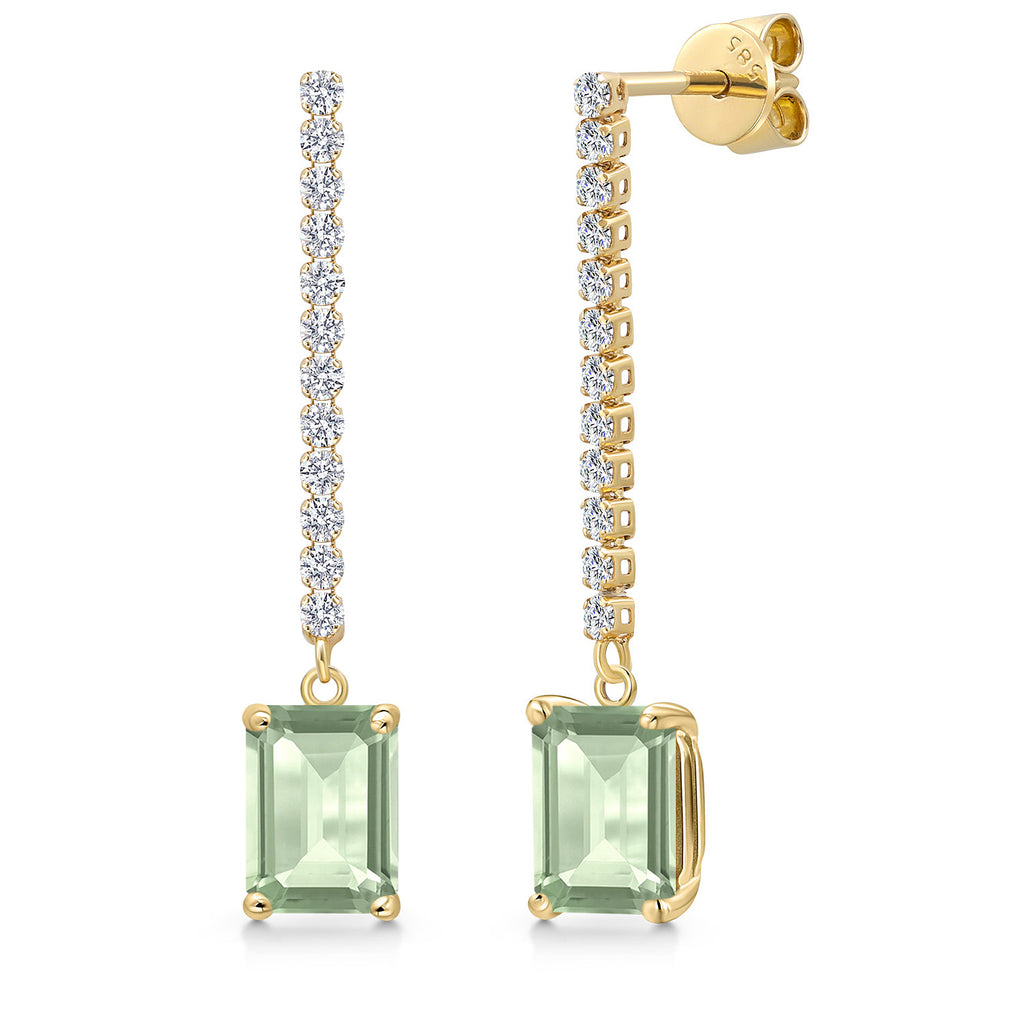 Prasiolite_Earrings in 14K Yellow Gold