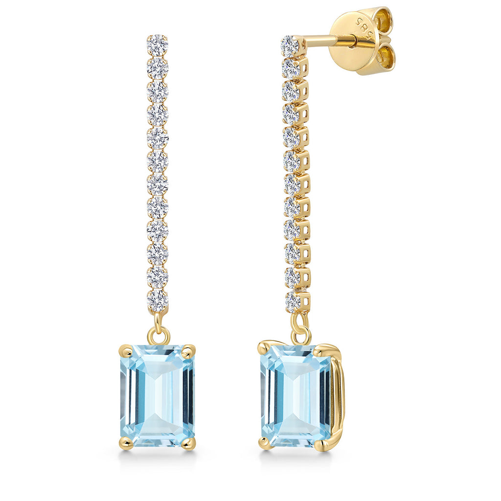 Aquamarine - March_Earrings in 14K Yellow Gold