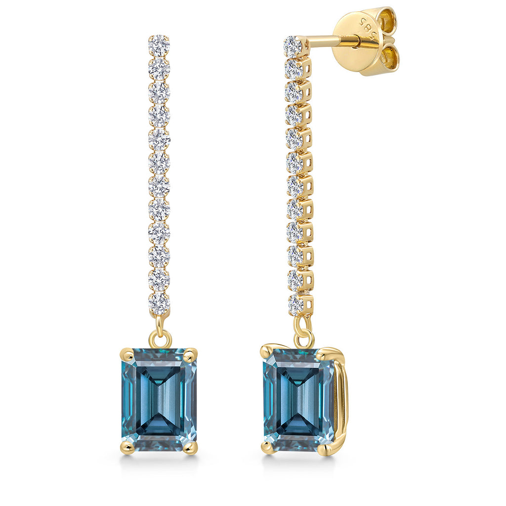 Persian Blue Moissanite - April_Earrings in 14K Yellow Gold