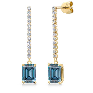 Persian Blue Moissanite - April_Earrings in 14K Yellow Gold
