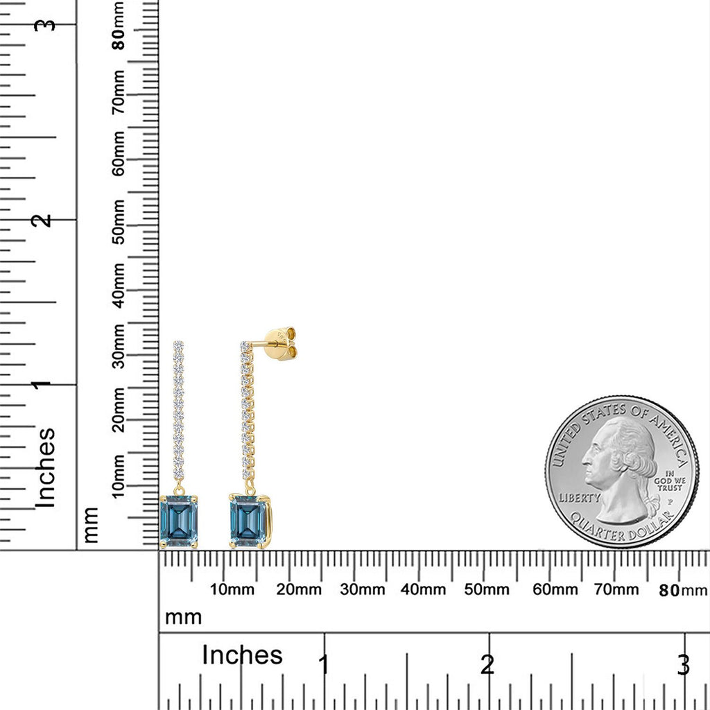 Persian Blue Moissanite - April_Earrings in 14K Yellow Gold