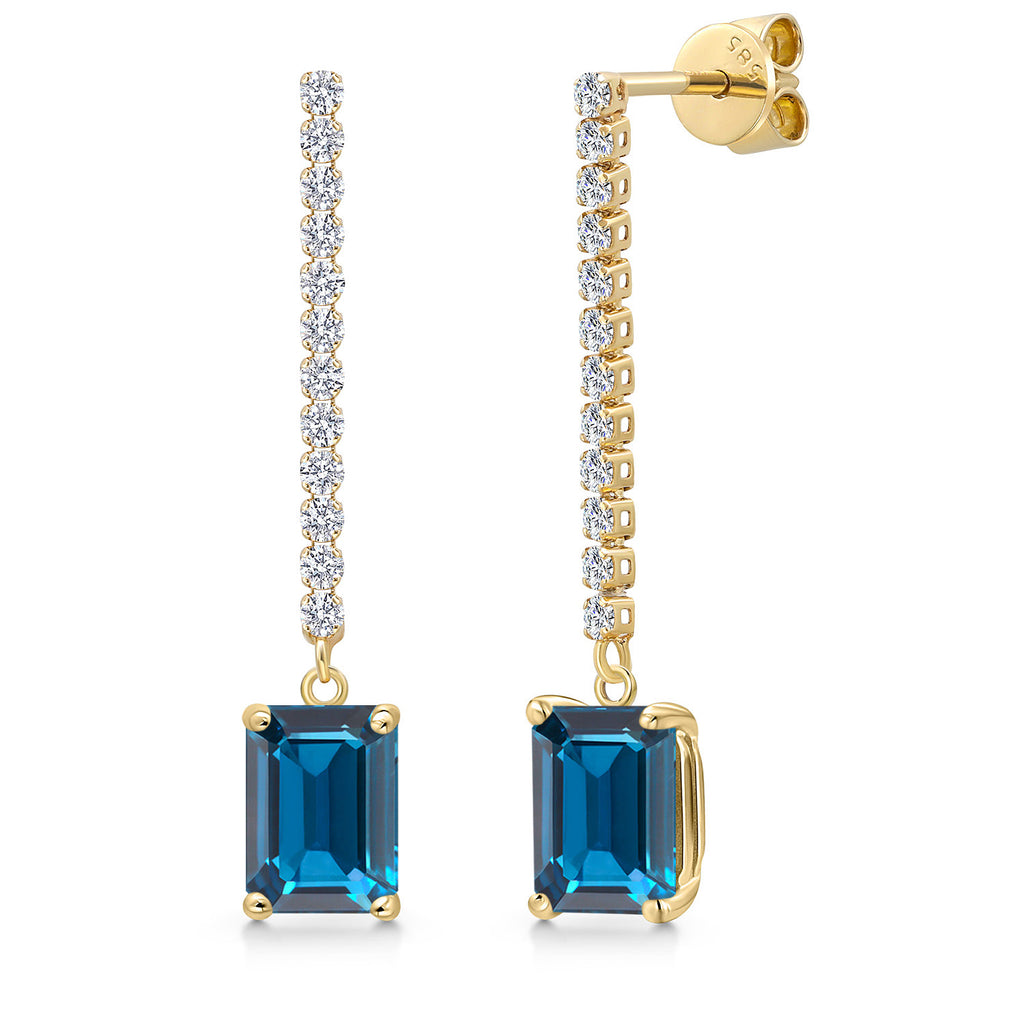 London Blue Topaz - November_Earrings in 14K Yellow Gold