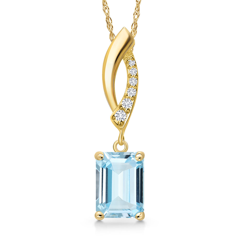 Aquamarine - March_Pendant in 14K Yellow Gold