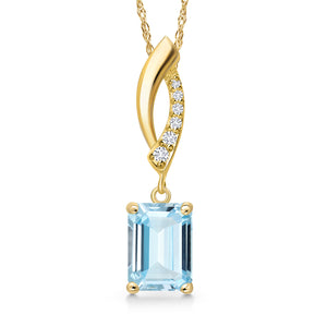 Aquamarine - March_Pendant in 14K Yellow Gold