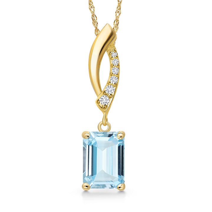 Aquamarine - March_Pendant in 14K Yellow Gold