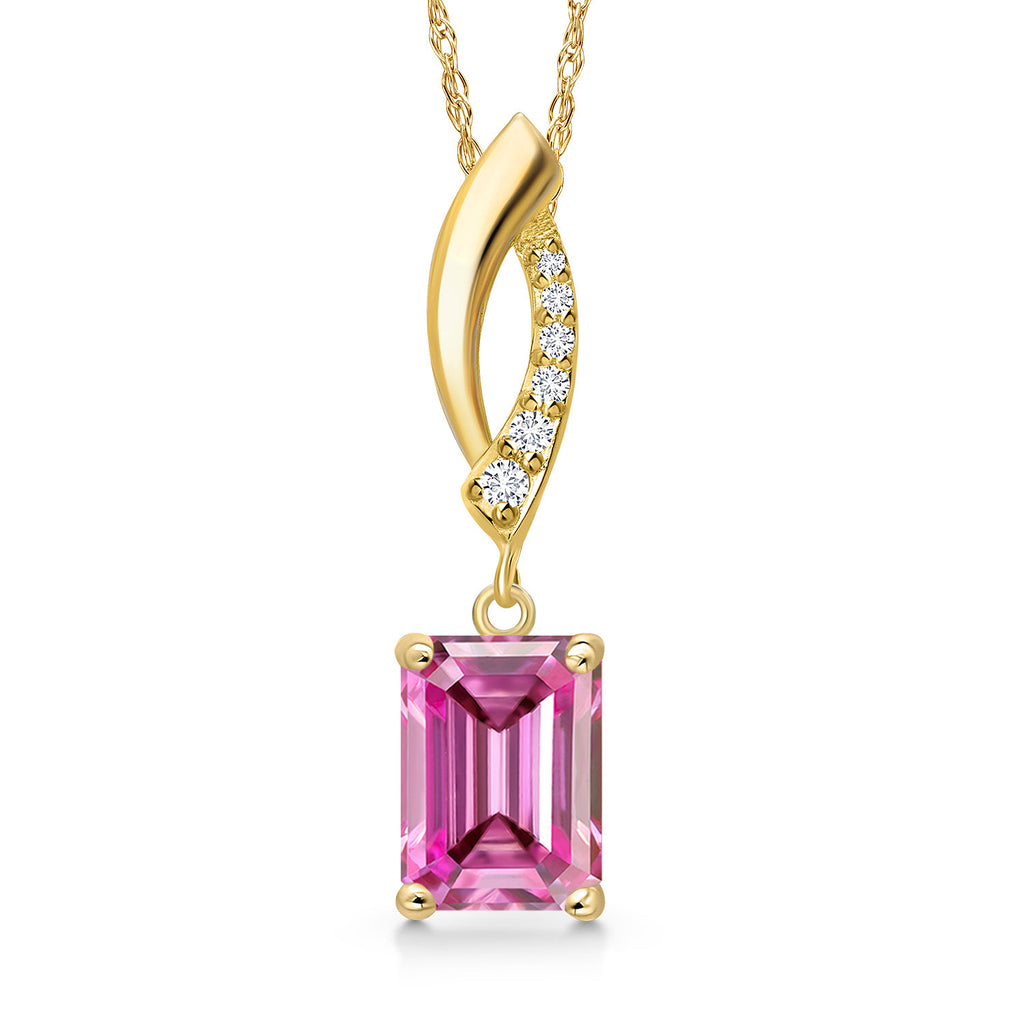Pink Moissanite - April_Pendant in 14K Yellow Gold