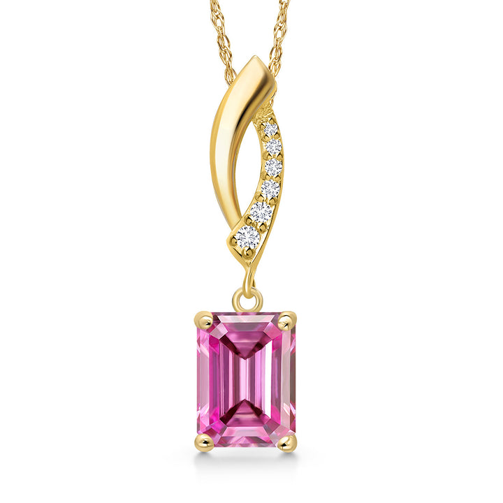 Pink Moissanite - April_Pendant in 14K Yellow Gold