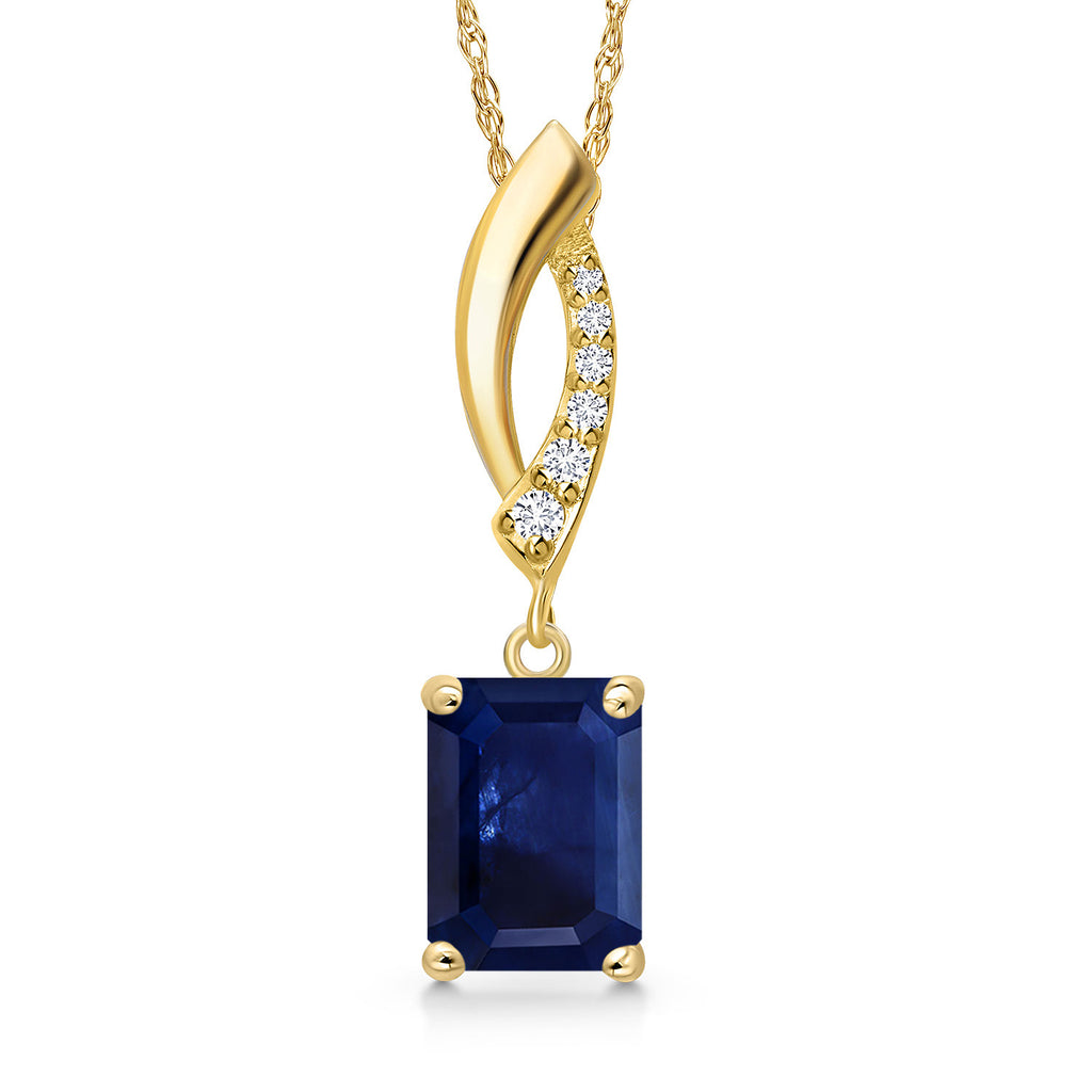 Blue Sapphire - September_Pendant in 14K Yellow Gold