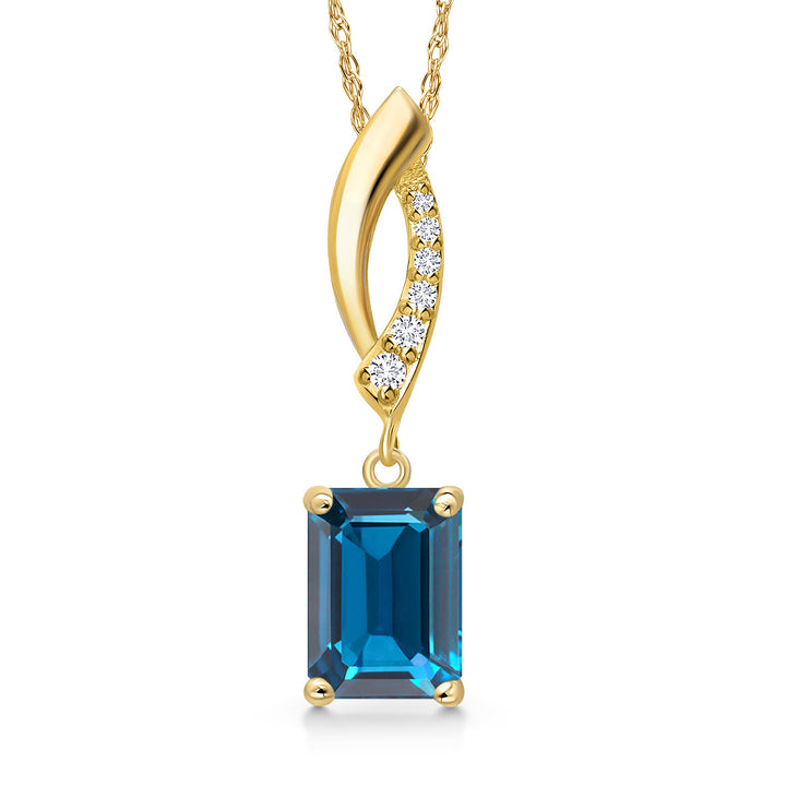London Blue Topaz - November_Pendant in 14K Yellow Gold