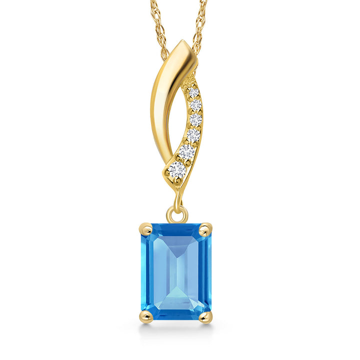 Swiss Blue Topaz - November_Pendant in 14K Yellow Gold