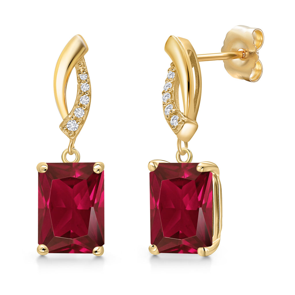 Created Ruby - July_Earrings in 14K Yellow Gold