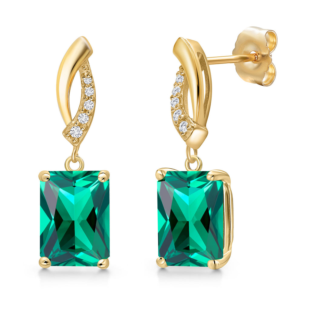 Nano Emerald - May_Earrings in 14K Yellow Gold