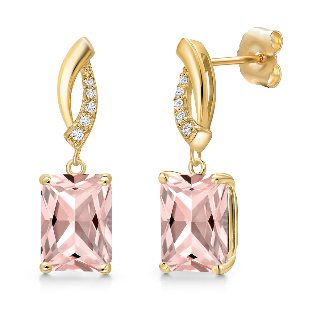 Nano Morganite - October_Earrings in 14K Yellow Gold