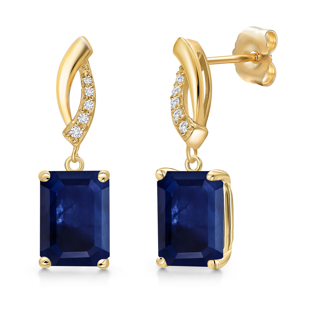 Blue Sapphire - September_Earrings in 14K Yellow Gold