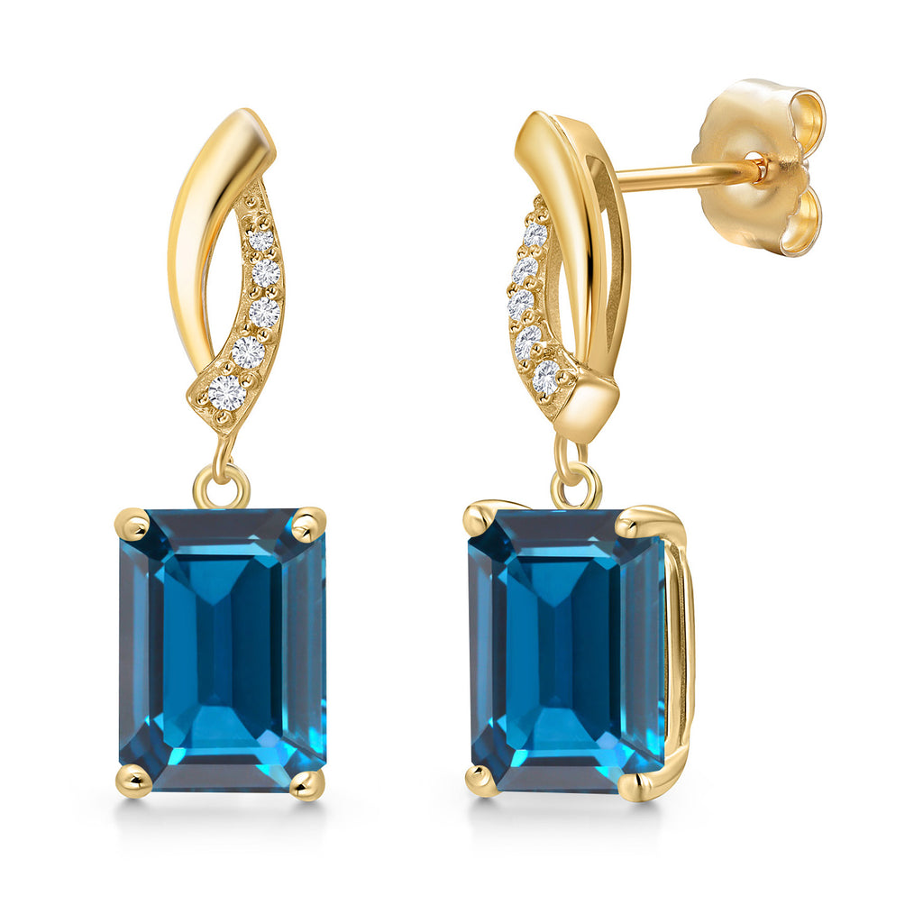 London Blue Topaz - November_Earrings in 14K Yellow Gold