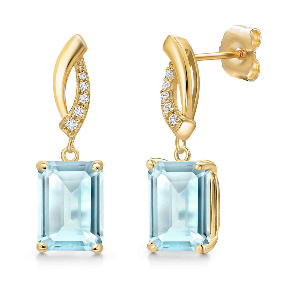 Sky Blue Topaz - November_Earrings in 14K Yellow Gold