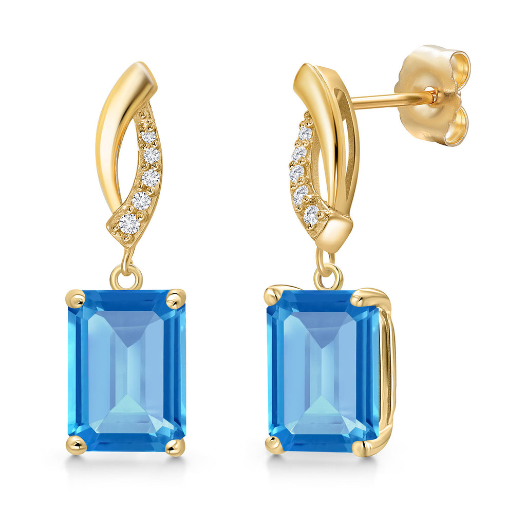 Swiss Blue Topaz - November_Earrings in 14K Yellow Gold