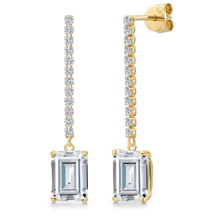 White Moissanite - April_Earrings in 14K Yellow Gold