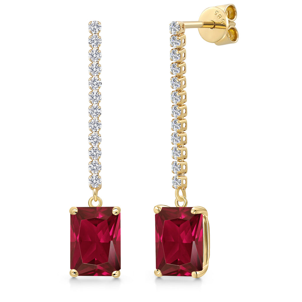 Created Ruby - July_Earrings in 14K Yellow Gold