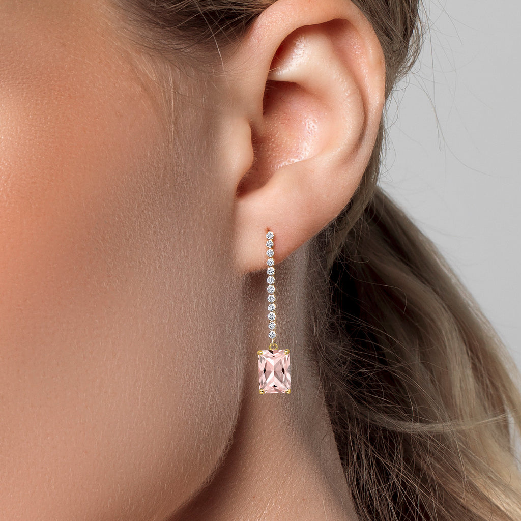 Nano Morganite - October_Earrings in 14K Yellow Gold