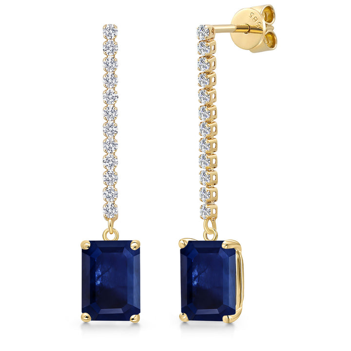 Blue Sapphire - September_Earrings in 14K Yellow Gold