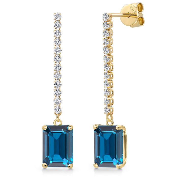 London Blue Topaz - November_Earrings in 14K Yellow Gold