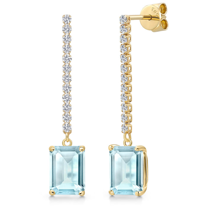 Sky Blue Topaz - November_Earrings in 14K Yellow Gold