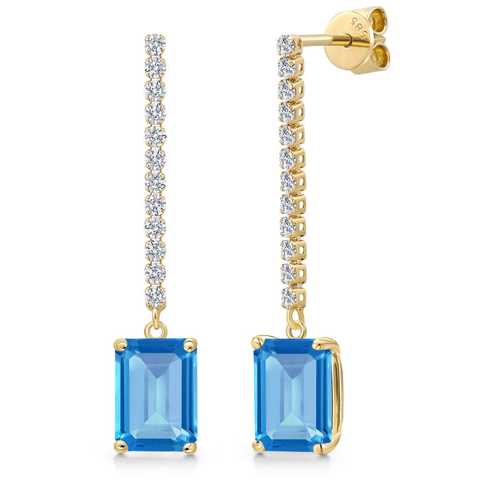 Swiss Blue Topaz - November_Earrings in 14K Yellow Gold