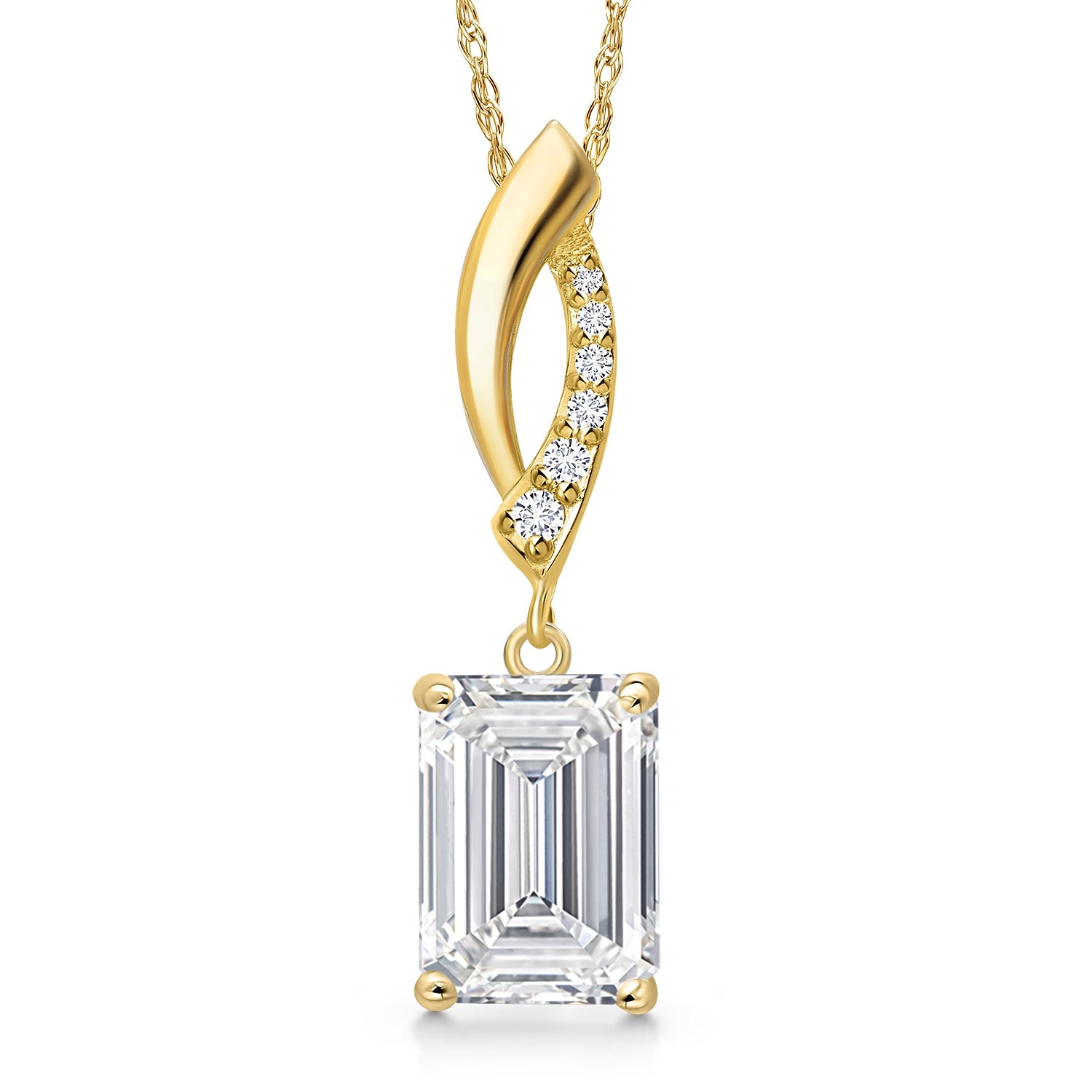 White Lab Grown Diamond - April_Pendant in 14K Yellow Gold