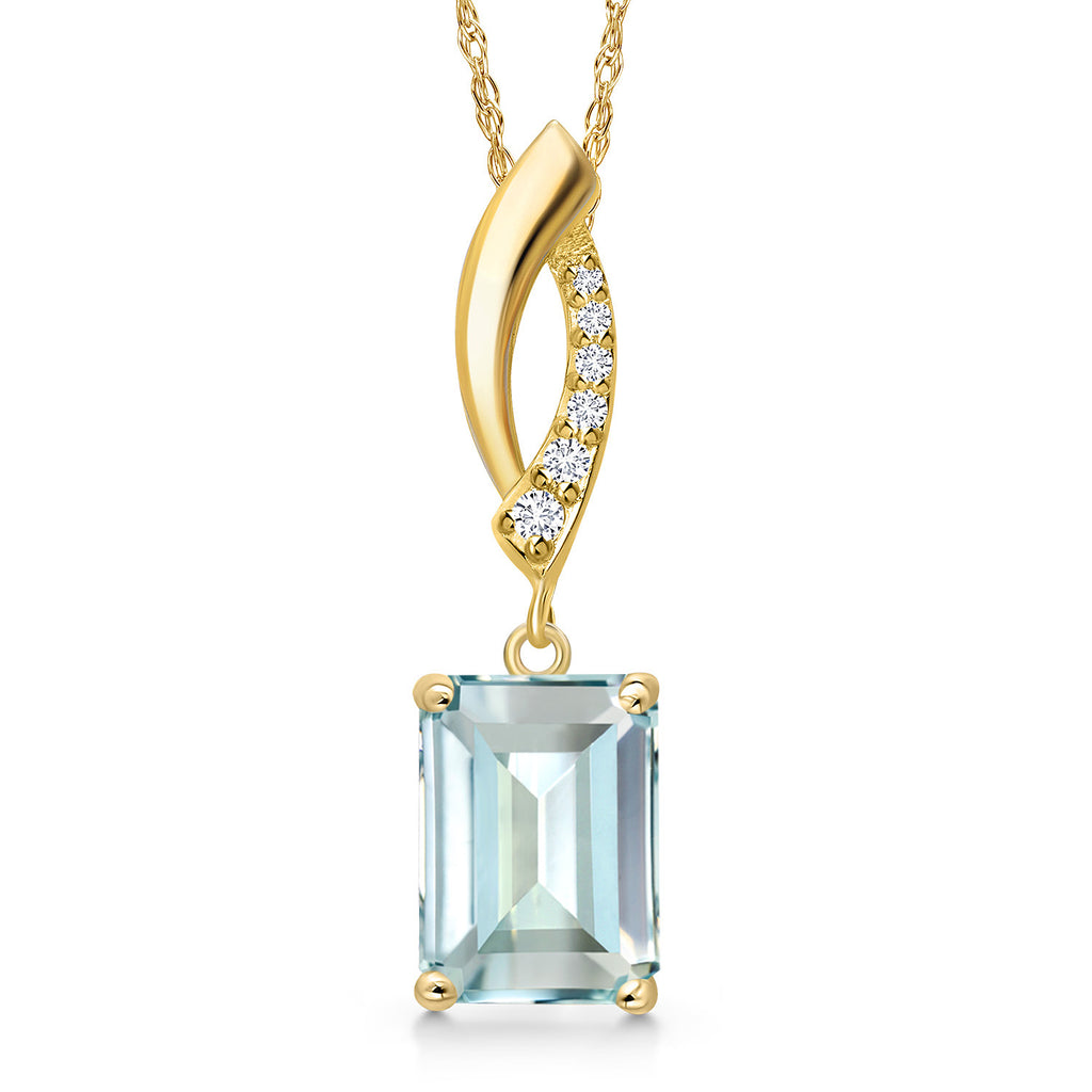 Created Aquamarine - March_Pendant in 14K Yellow Gold
