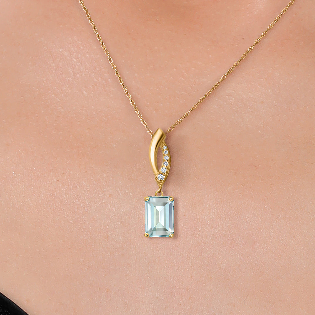 Created Aquamarine - March_Pendant in 14K Yellow Gold