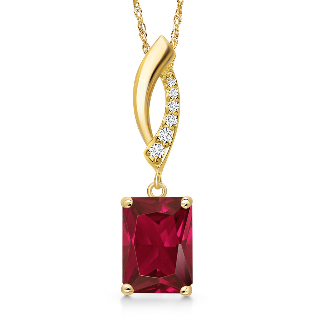 Created Ruby - July_Pendant in 14K Yellow Gold