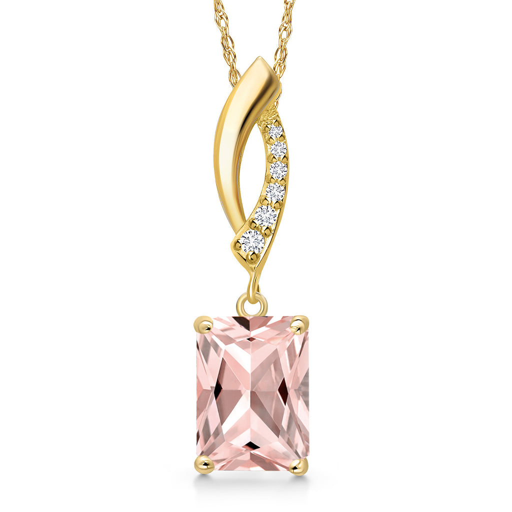 Nano Morganite - October_Pendant in 14K Yellow Gold